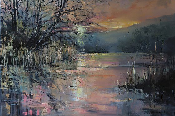 'April Sunset at Blashford Lakes'