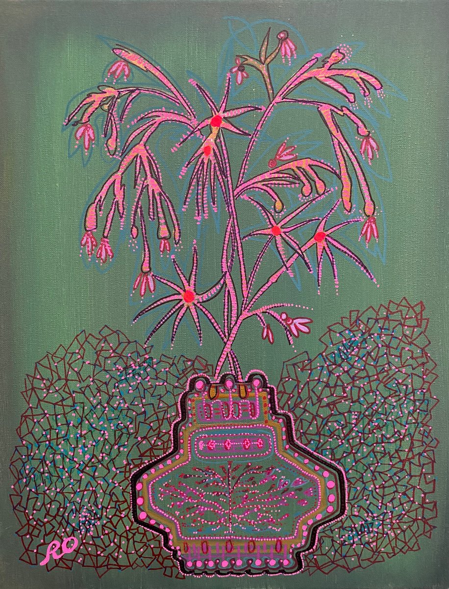 Pink Flower in a Chinese vase by Olga Rokhmanyuk | ROArtUS