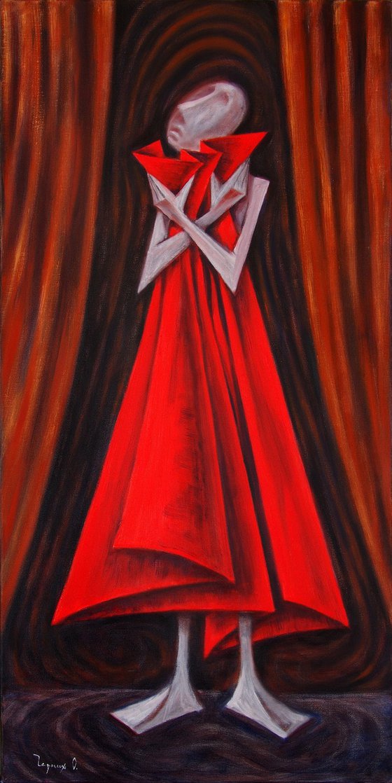 Red Canvas. 2016. Canvas, oil. 100x50 cm
