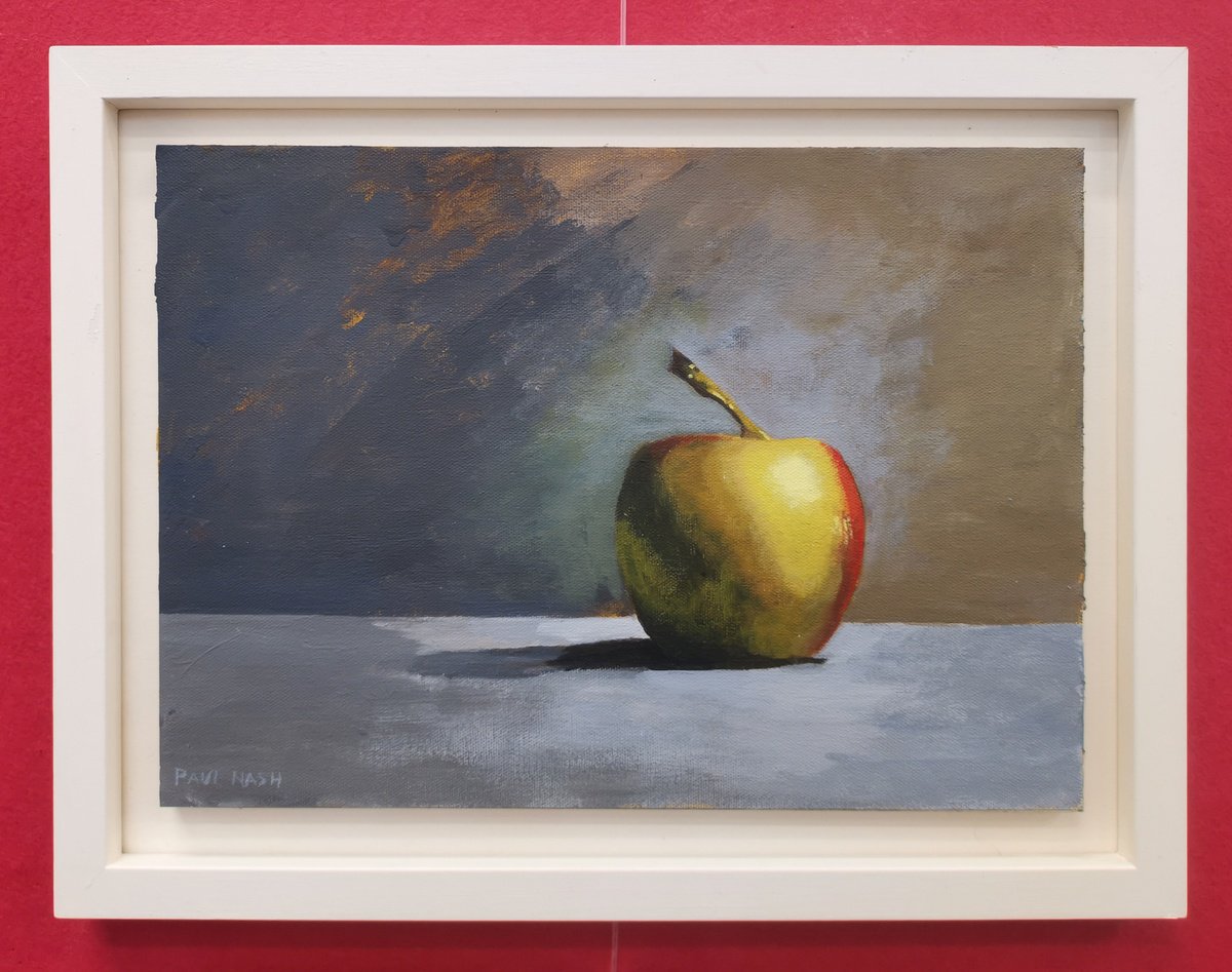 Impressionistic Still Life Acrylic Painting By Paul Nash, 17 X 13", Single Apple, Original Artwork