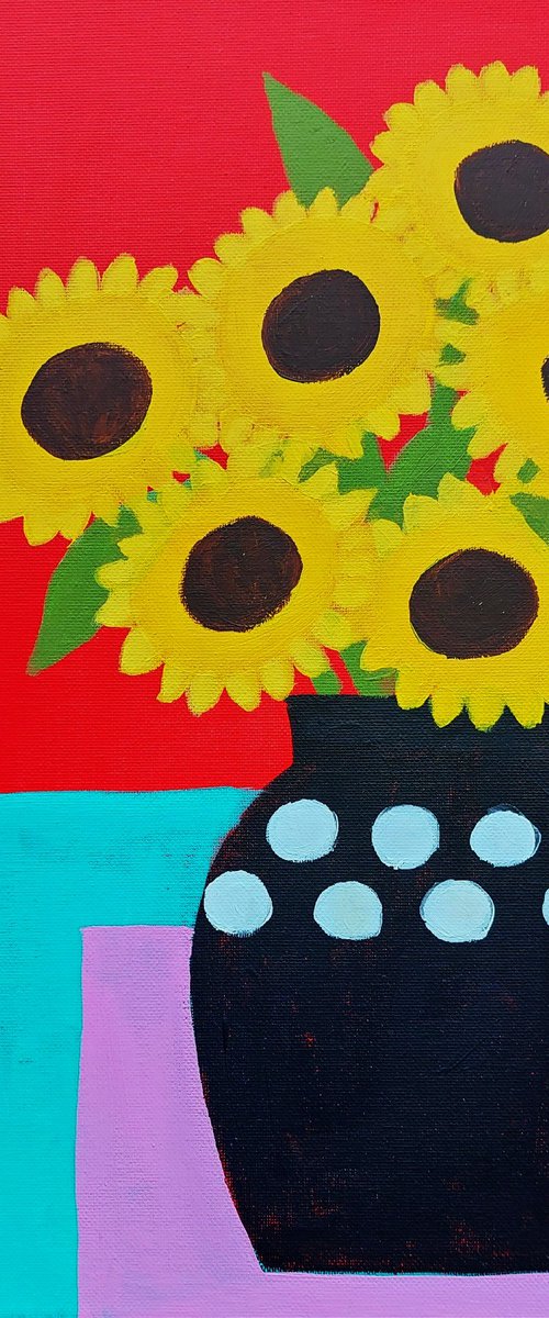 Sunflowers and Blue Shutters by Jan Rippingham
