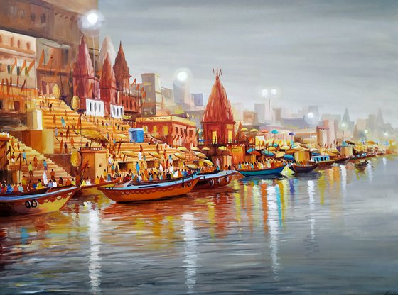 Varansi Ghats at Monsoon Evening