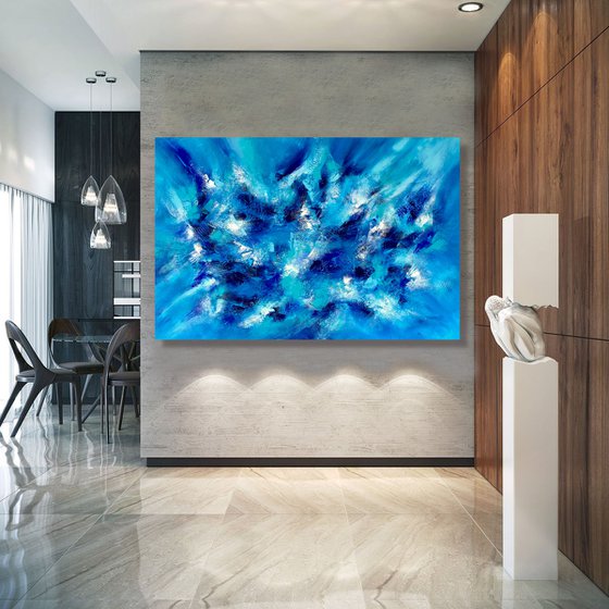 Avalon - XL LARGE,  ABSTRACT ART – EXPRESSIONS OF ENERGY AND LIGHT. READY TO HANG!