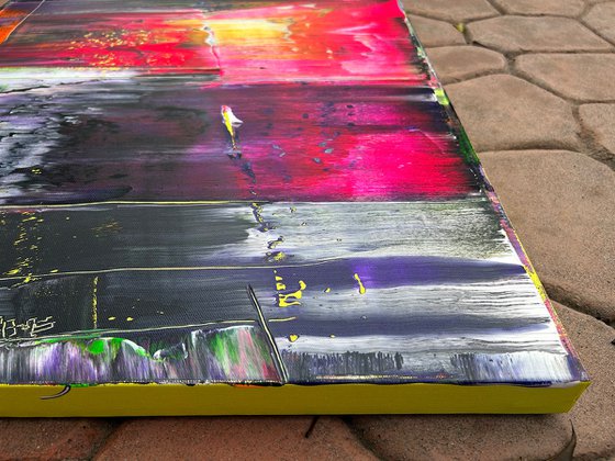 "Ensemble" - Save As A Series - Original PMS Abstract Acrylic Painting Triptych On Canvas - 84" x 36"