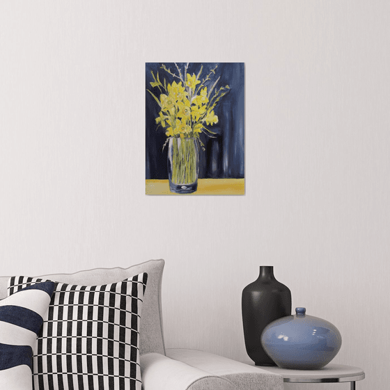 Daffodils in a Glass Vase