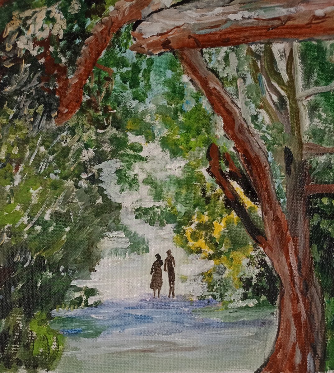 Impressionistic Landscape Oil Painting By Isabelle Lucas, 16 X 16, In The Forest, Original Artwork