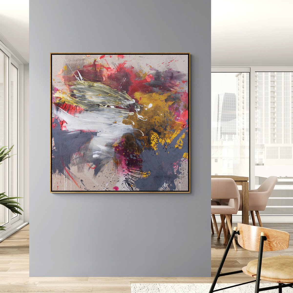 Expressive Abstract Painting By Daniela Schweinsberg, 47 X 47, A Bewitched Night, Original Artwork