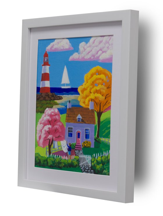 Folk Art lighthouse Scene