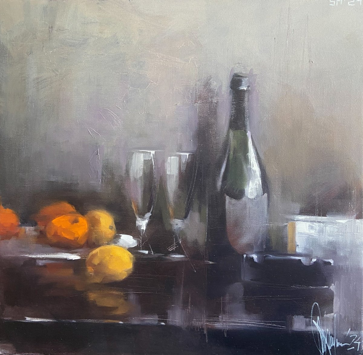 Impressionistic Still Life Oil Painting By Igor Shulman, 20 X 20, Still Life #24. Intimate., Original Artwork