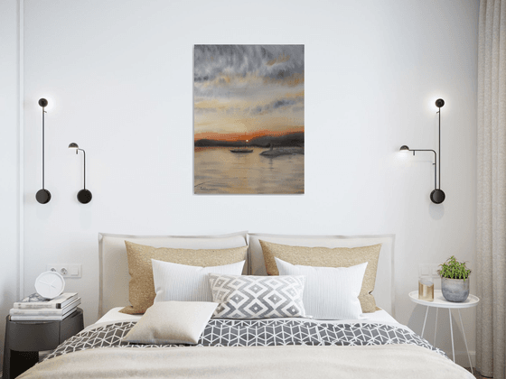 Orange Sunset Over Mountains