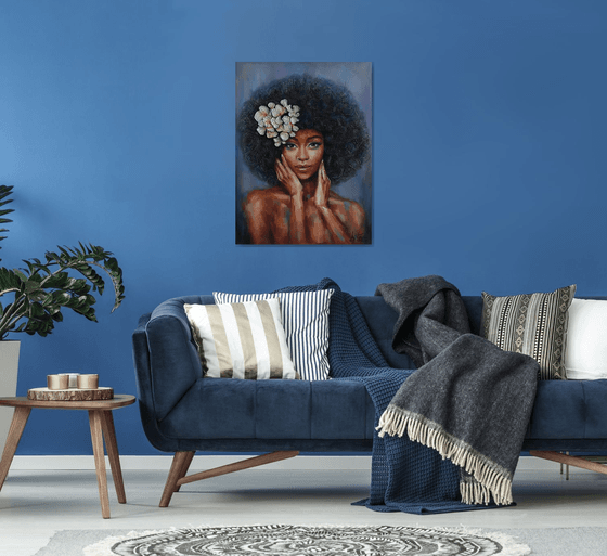 African woman portrait painting - portrait of a black woman