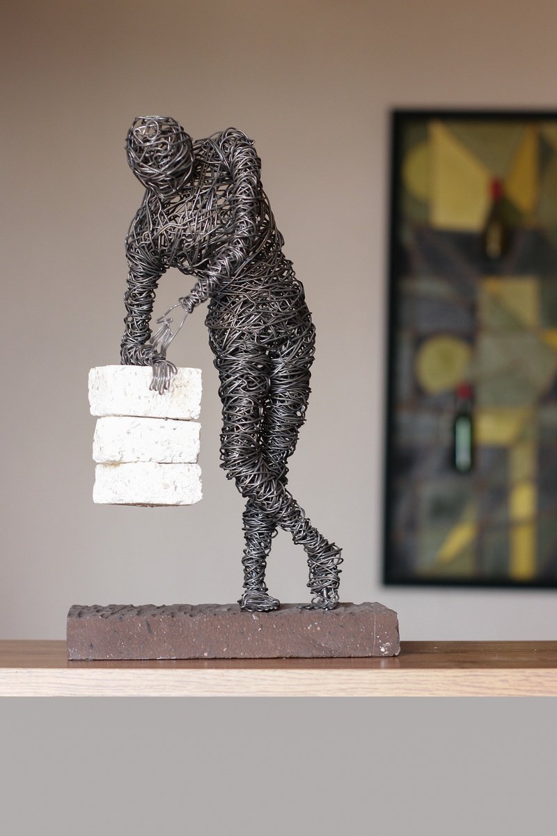 Abstract Portrait Sculpture By Karen Axikyan, 9 X 15", Thoughts, Original Artwork