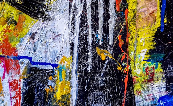 "Faith and Trust". Rich textured abstract painting with oil, enamel on premium 100% linen canvas.