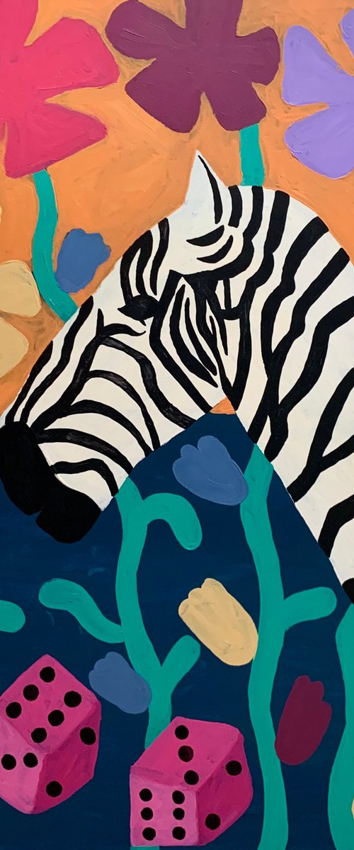 Zebra with flowers by Aurora Camaiani