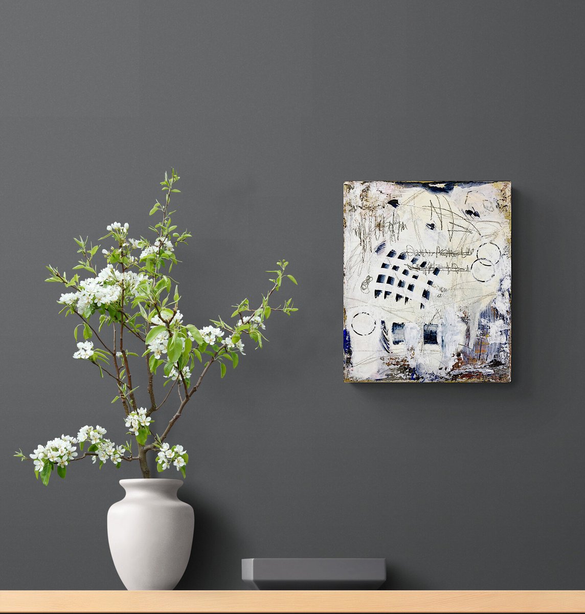 Abstract Acrylic Painting By Jutta Rika Bressem, 10 X 12", Lettering-Series: Notations 12, Original Artwork