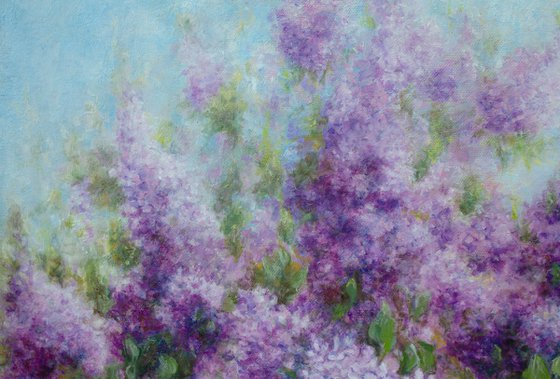 Big size Impressionist oil painting THE SCENT OF LILAC