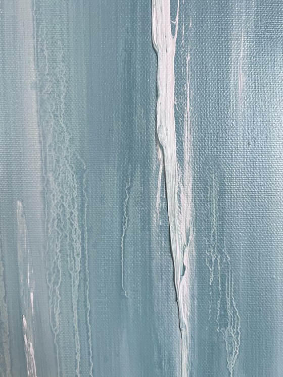 XL turquoise art.  Gray White Abstract Art.