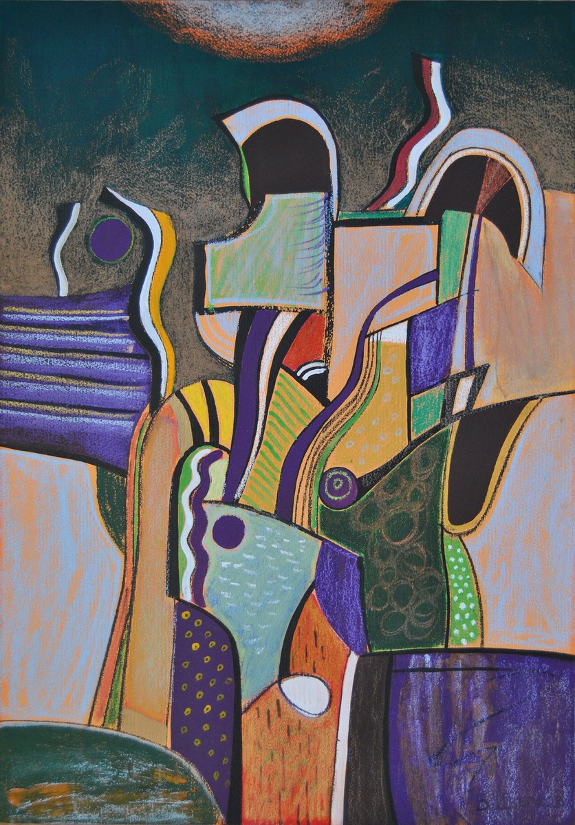 Abstract Pastel Drawing , Abstract Drawing By Valeri Tsvetkov, 14 X 20, Artwork For Sale On Artfinder