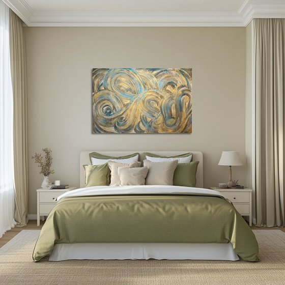 Golden waves 80x120x2 cm