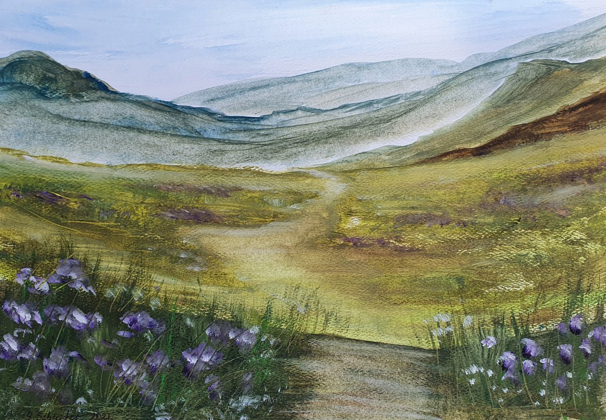 Impressionistic Landscape Oil Painting By Yulia Schuster, 11 X 8", The Path, Original Artwork