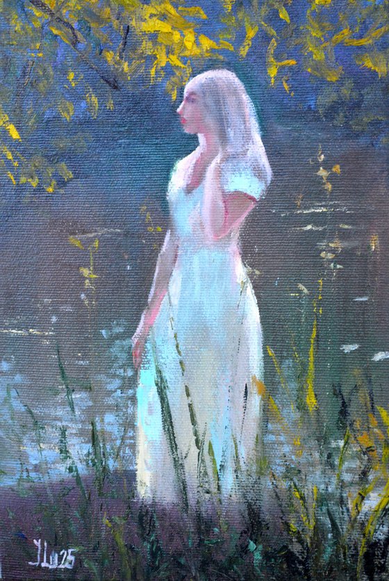 Sun-Kissed Harmony.  Miniature Figurative Oil