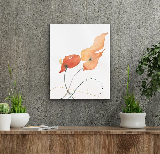 Dance of two. Floral shades. A series of abstract original watercolors in pastel colors.