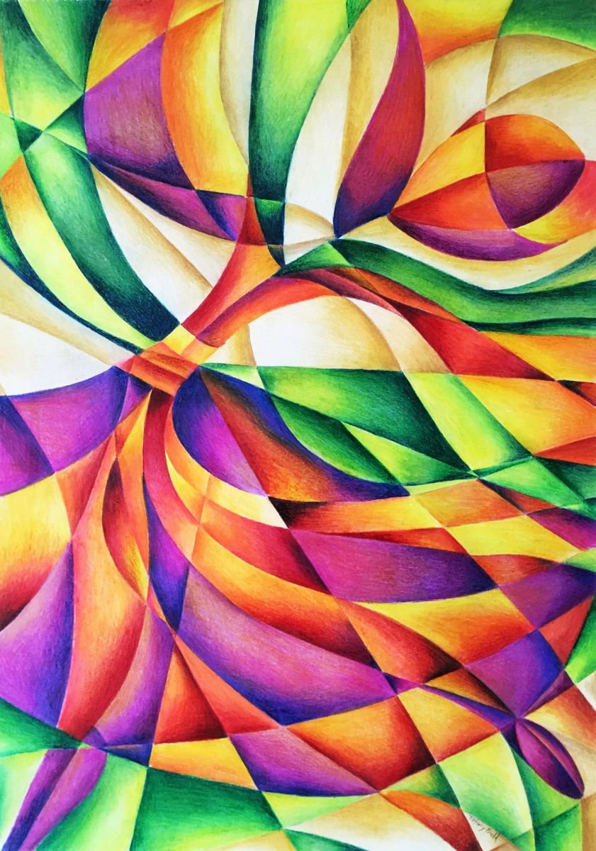 Organic Abstract Pencil Drawing By Tiffany Budd, 24 X 31", The Dancer, Original Artwork