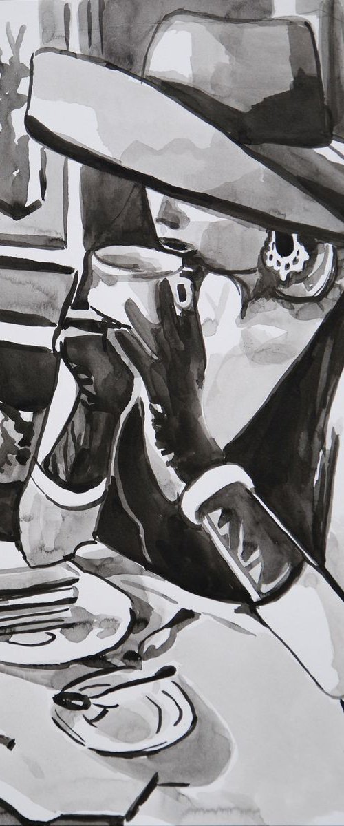 Lady with a hat / 42 X 29.7 cm by Alexandra Djokic