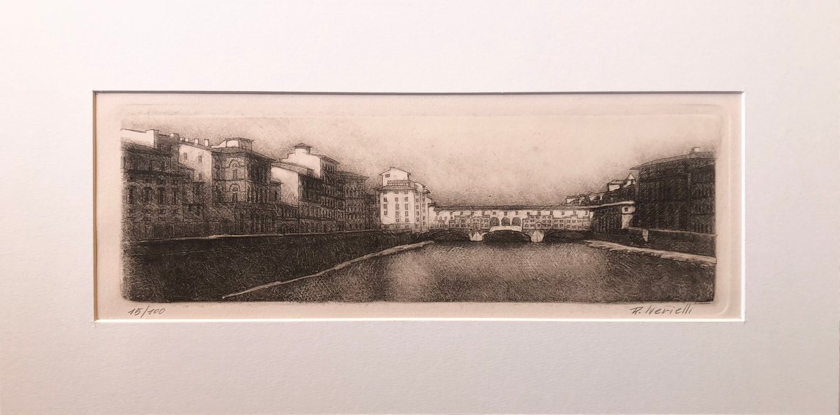 Graphic Print , Lungarno Di Firenze By Revaz Tcheishvili, 15 X 8, Artwork For Sale On Artfinder