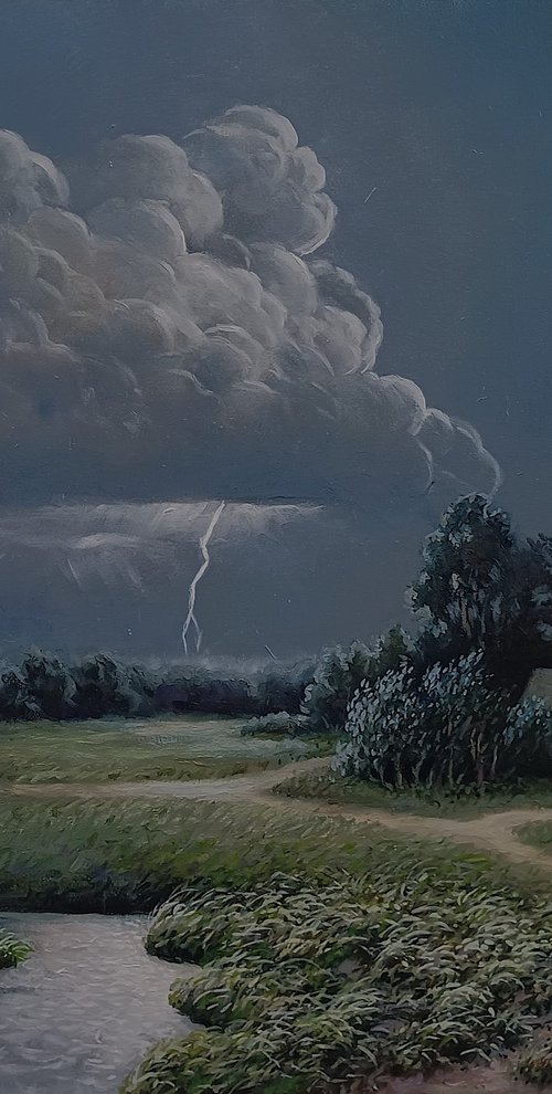 Landscape with lightning by Valentinas Yla