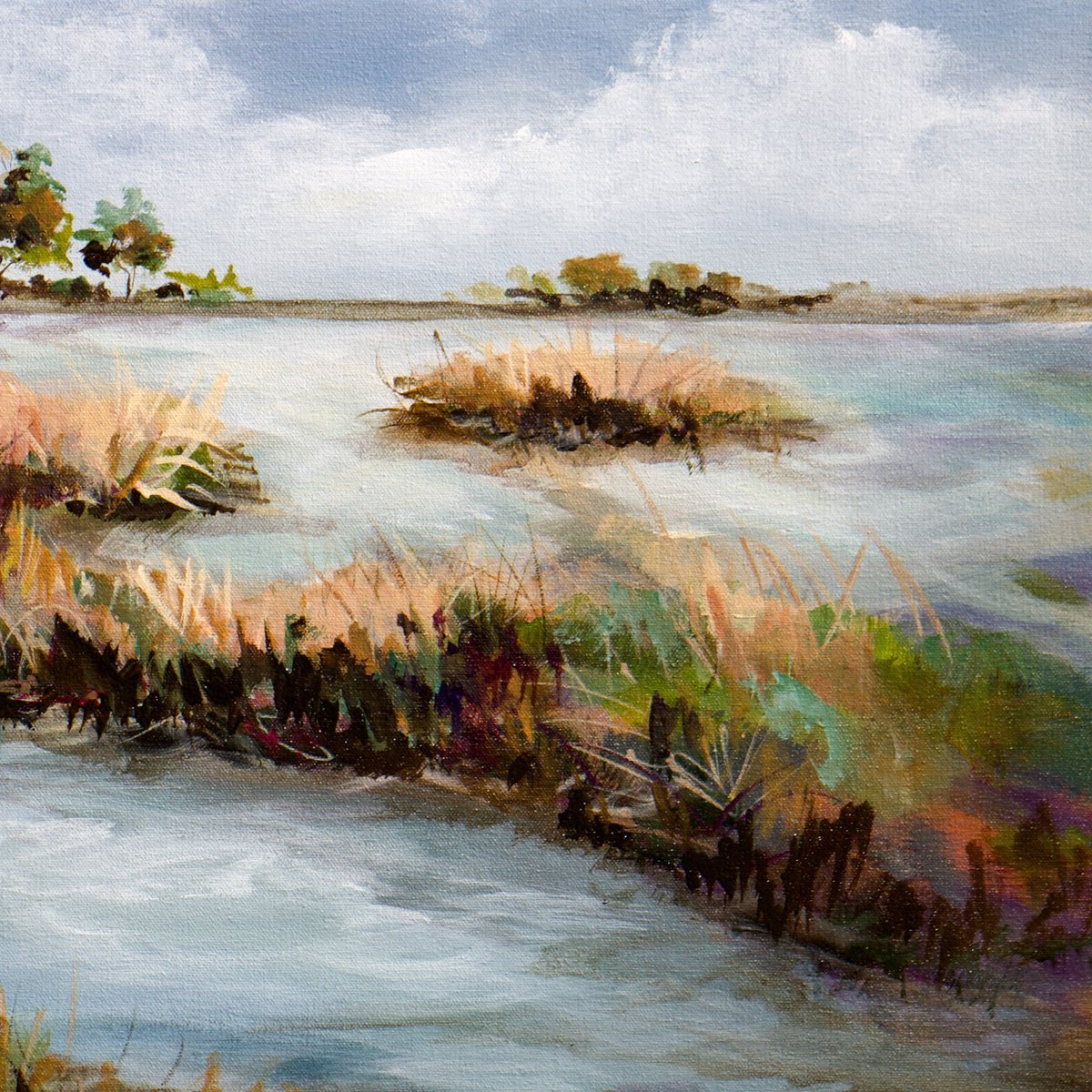 Impressionistic Landscape Acrylic Painting By Karen Hale, 14 X 14", Can You Hear The Birdsong Ii, Original Artwork