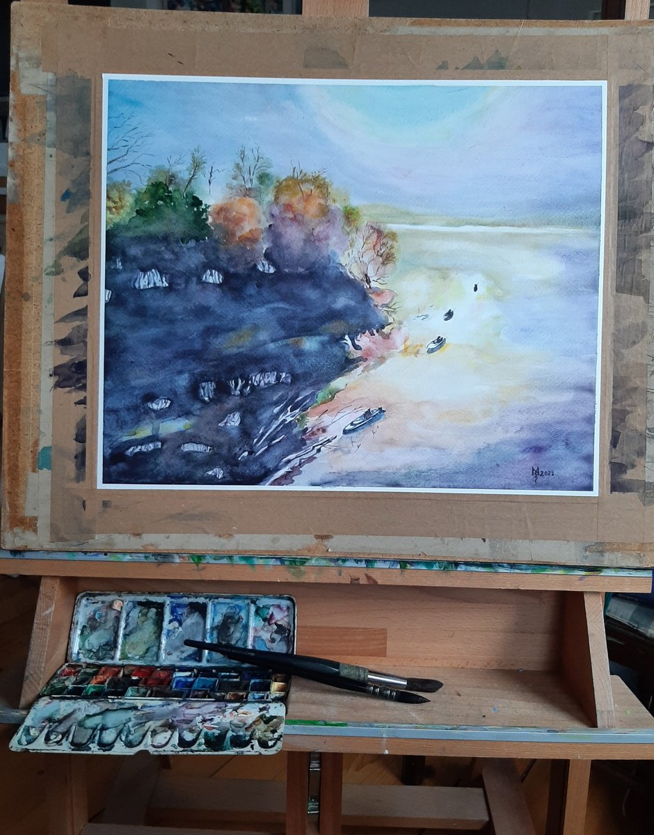 Impressionistic Watercolour , Morning On The River Ii By Zoran Mihajlovic Muza, 17 X 14, Artwork For Sale On Artfinder