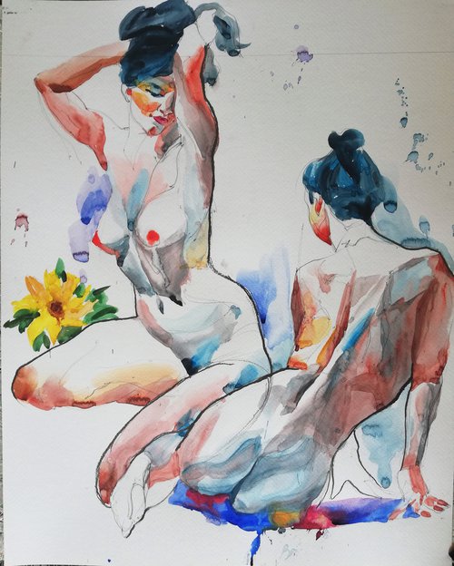 Nudes with Sunflower by Jelena Djokic