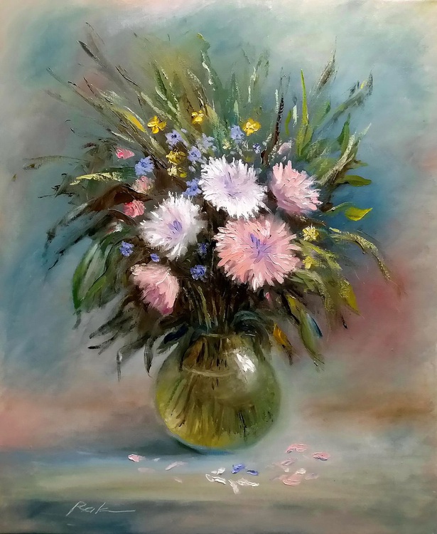 Bouquet In A Glass Vase By Oleh Rak Artfinder