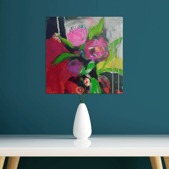 Pink peonies modern painting