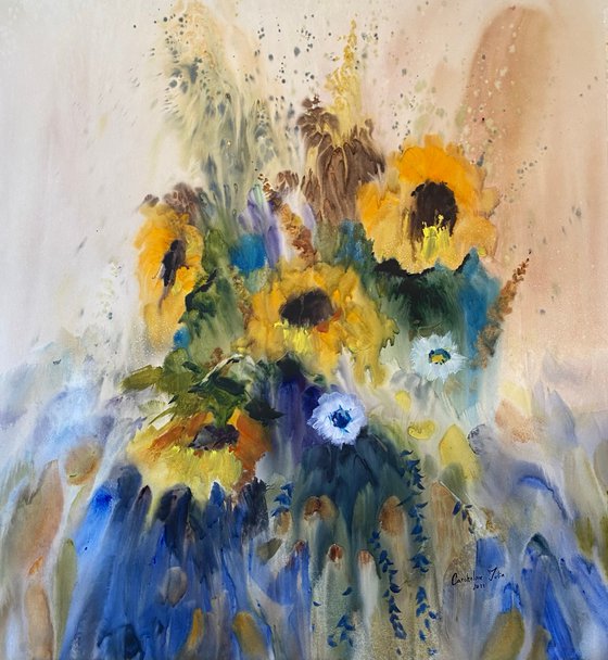 Watercolor “Still life. Flowers of Sun no.2” perfect gift