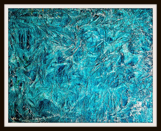 Deep Turquoise (n.201) - abstract landscape - 91 x 72 x 2,50 cm - ready to hang - acrylic painting on stretched canvas