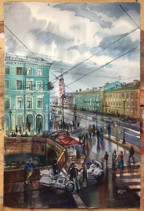 Cityscape. Saint Petersburg city, Nevsky Prospect.