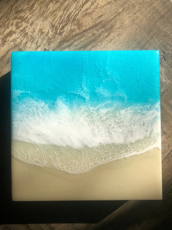 White Sand Beach #11 Small Ocean Painting