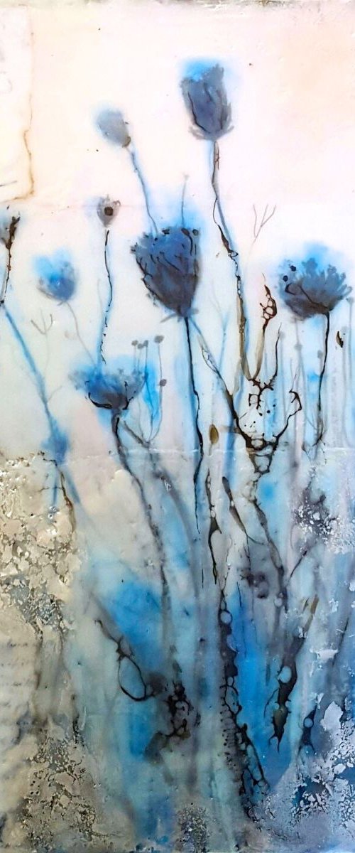 Winterfield, encaustic painting by Laura Spring
