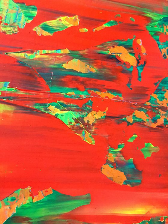 Samba - large green and red abstract