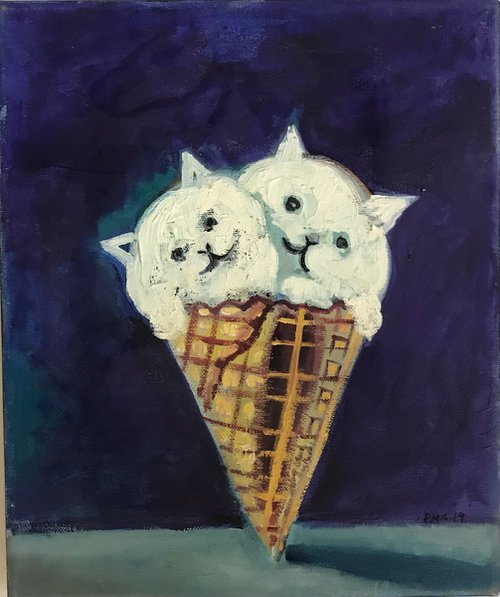 Double Dip Cat Cream Cone by Roberto Munguia Garcia