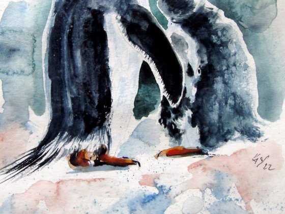 Penguin baby with mom