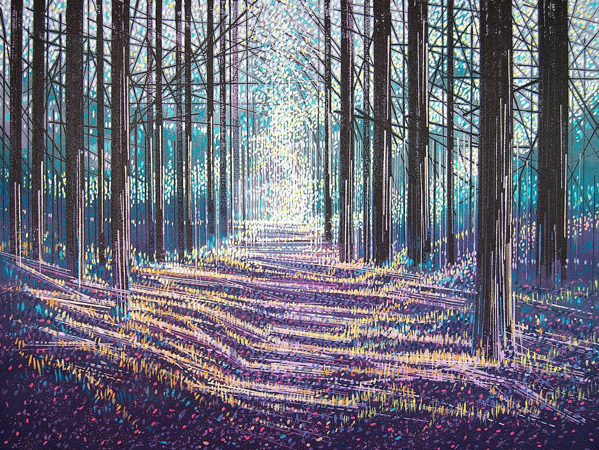 Impressionistic Landscape Acrylic Painting By Marc Todd, 31 X 24", Light Through Winter Trees, Original Artwork