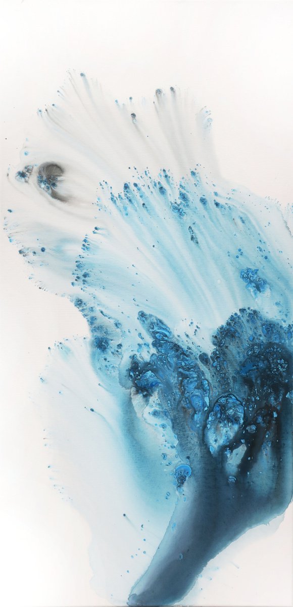 Abstract Acrylic Painting By Muriel Napoli, 20 X 39", Nature 155, Original Artwork