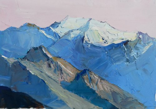 Winter mountains painting by Yehor Dulin