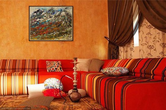 MYSTERIOUS ROHTANG - Tibet Himalayas landscape, mountainscape, plein air - Original painting, oil on canvas, Christmas gift 70x90