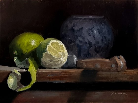 Limes and Porcelain Vase