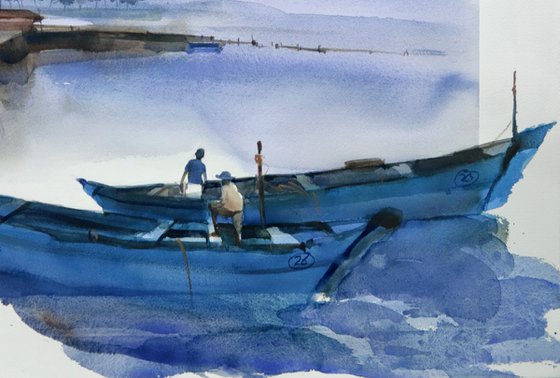 Deep down into backwaters blue