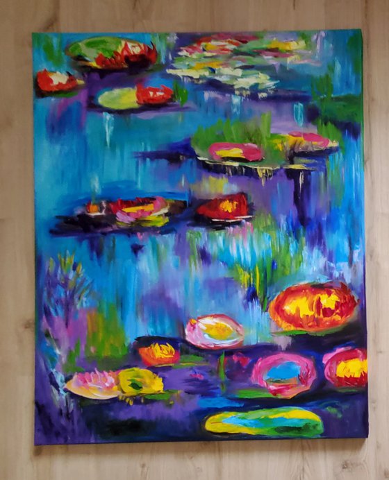 Water Lilies, garden in bloom, pond in Giverny